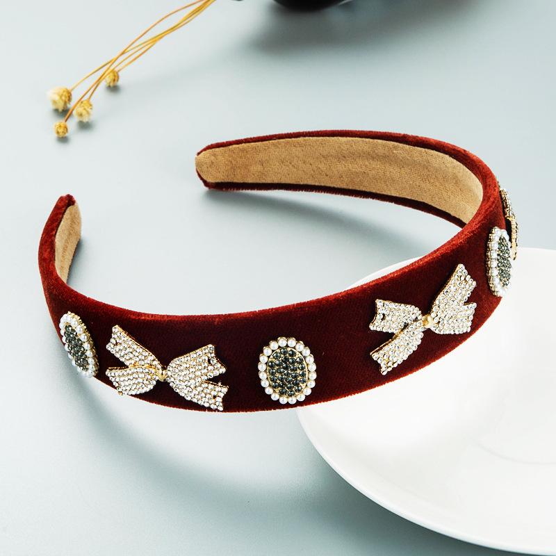 Women's Hairband Baroque Bow Pearl Flannel Shampoo Headband Go Out Sweet Hair Hoop Sponge Headwear