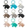 PU Leather Tassel Keychain Bracelet with Lip Balm Holder and Card Slot for Women