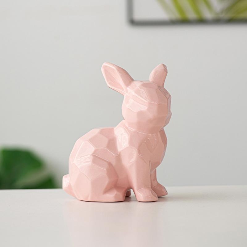 Ceramic Rabbit Sculpture Animal Figure Statue for Easter Table Decoration and Garden Desktop Display