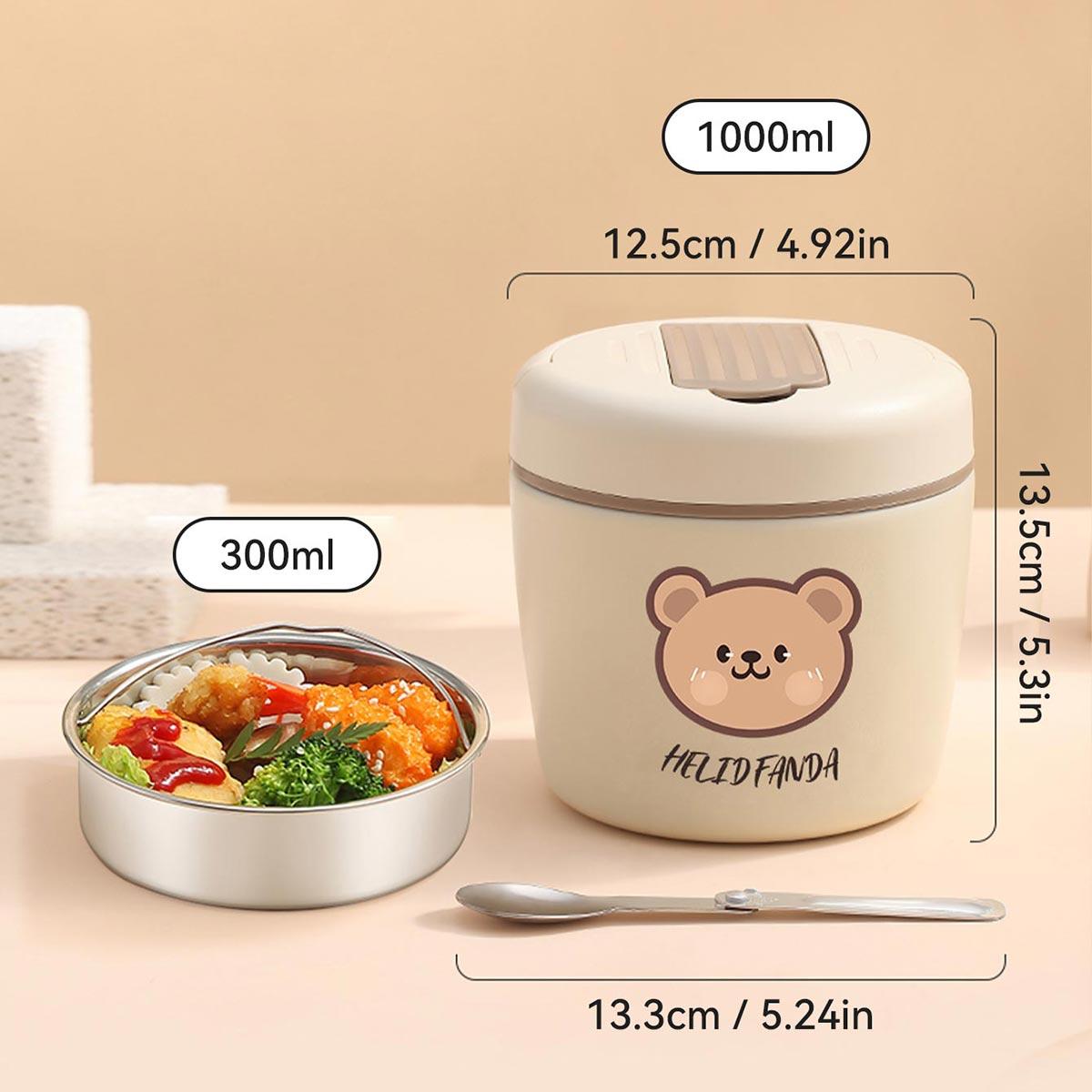 

Портативный термос-контейнер для еды 304 нержавеющая сталь вакуумный ланч-бокс со складной ложкой герметичный пищевой термоконтейнер