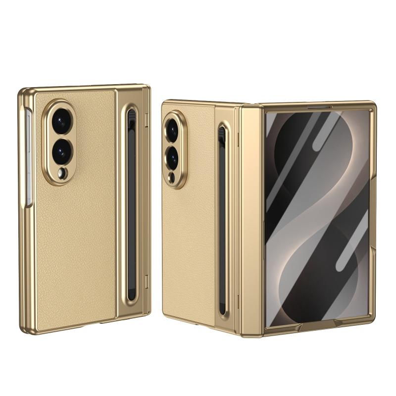 For Samsung Galaxy Z Fold 8 Ultra 7 6 5 4 3 360° Folding Flap Leather Pen Groove Tempered Glass Film Drop Resistant Phone Case