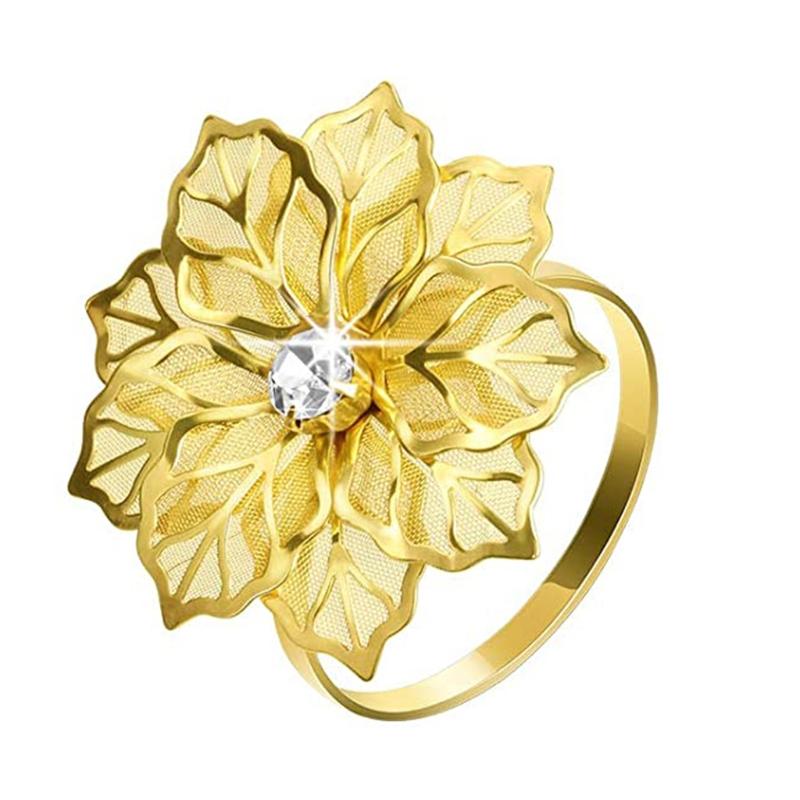 Buy 6 Pieces Alloy Napkin Rings with Hollow Flower Napkin Holder