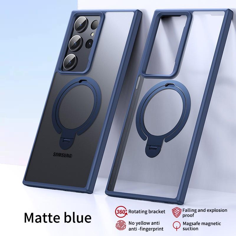 Magnetic Rotating 360 Stand Phone Case Galaxy S25 Ultra S24 S23 TPUPC Dual Ring Design