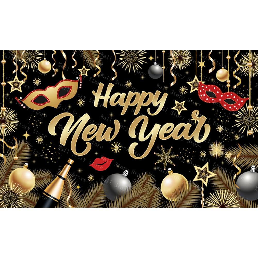 

2026 Happy New Year Backdrops for Christmas Tapestry Photography Decor Background Celebrate Party Family Poster Photo Tapestry 74x94cm(29x37in)