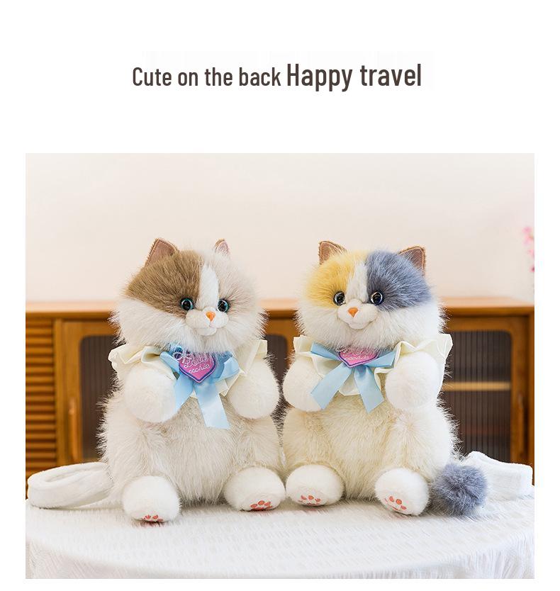 Three-Color Cat Plush Doll: Meows When Pressed, Creative Backpack Accessory for Women