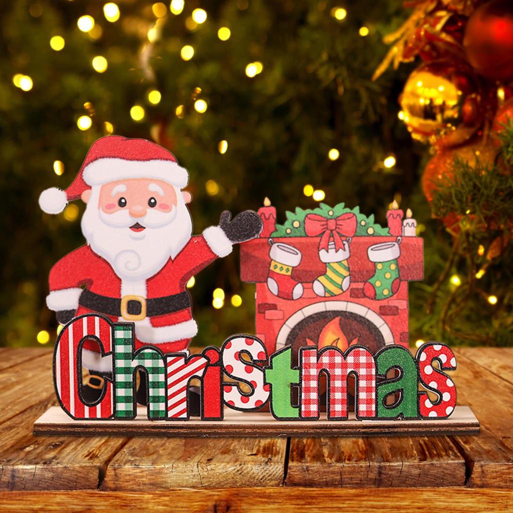 Christmas Wooden Desktop Ornament Decoration Ornaments for Holiday House