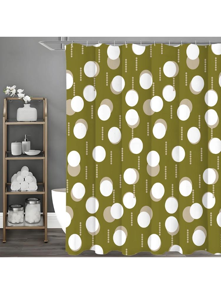 

Creative Geometric White Circle Shower Curtain, Bathroom Decorative Shower Curtain, Waterproof Shower Curtain With Hooks W60H190(CM)-1 Pcs