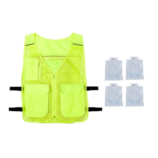 Ice Cooling Vest Breathable Mesh Outdoor Work Vest with Ice Packs Adjustable Waist