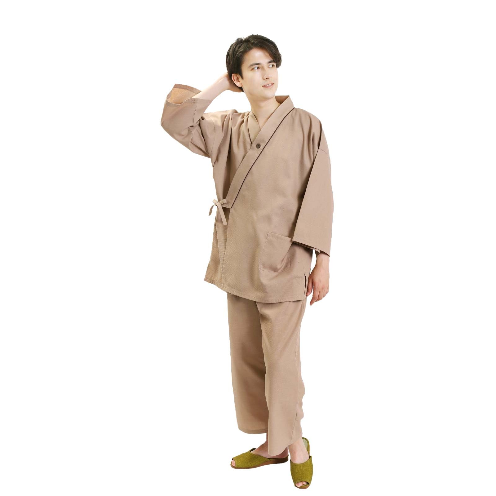 

Ookini Samue (Work Clothes) for Indoor Use, Unisex, Brown, Linen Compatible, For Professional Use, Adult Sizes M for Men and Women