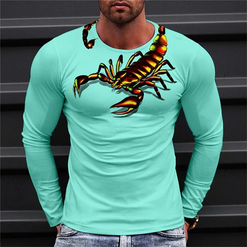 New Autumn Men's T-Shirt Animal 3D Print Scorpions O-Neck Long Sleeve Fashion Men's Shirt Casual Street Oversized T-Shirt