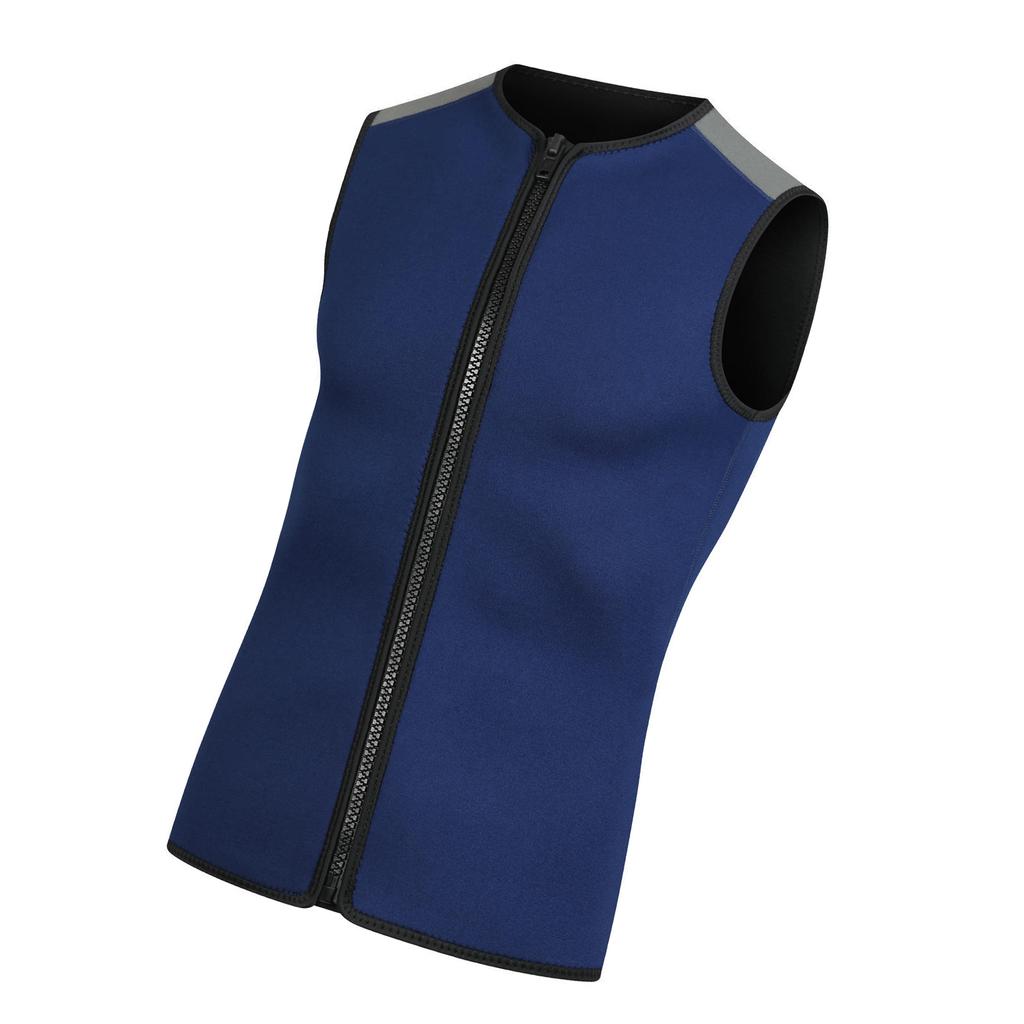 Colete Térmico de Neoprene 3mm, Top de Roupa de Mergulho sem Mangas com Zíper Unissex para Natação Snorkeling Surfe Mergulho Azul Marinho M