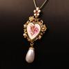 Vintage Heart Flower Court-Style Pendant Necklace for Women