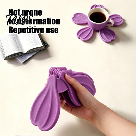 Talos Petal Shaped Coaster, Heat Resistant Silicone Mat, Non-Slip Dishwasher Safe Pot for Kitchen Dining Room