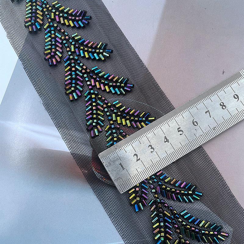 20yards Wheatear Leaf Beaded Lace Trim Embroidery Beading Ribbon Applique Trimming Tape DIY Sewing Clothing Accessories