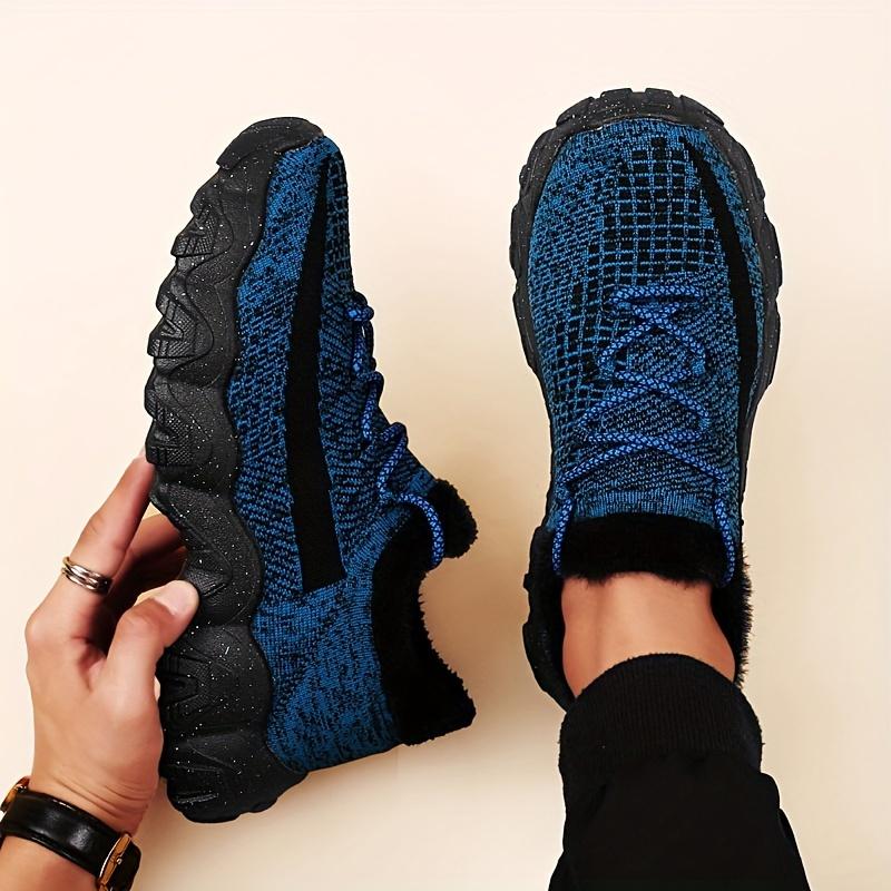 Men'S Casual Sneakers  Breathable Knit Upper Geometric Pattern Lace-Up Closure Durable Rubber Sole Comfortable Fabric Lining for Spring Sports
