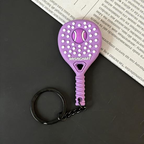 Keychain Vibrant Color Tennis Racket Design Keyring Sports-themed Bag Charm Non-slip Grip Key Chain Backpack Accessories