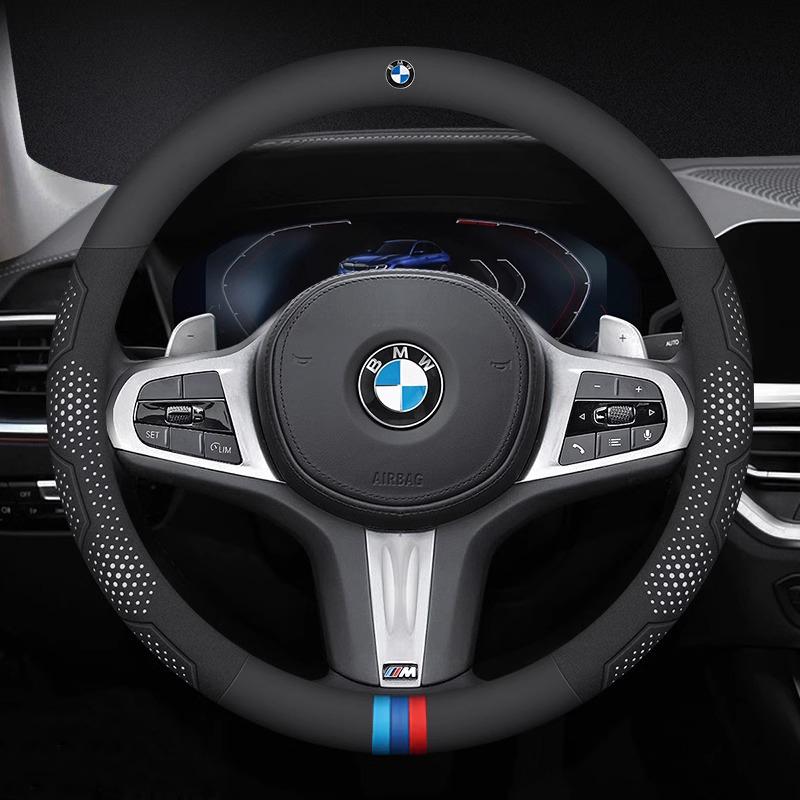 BLN1 For BMW M E46 E39 E60 E90 E91 E36 E87 F10 F20 F30 G61 G68 X1 X3 X4 X5 X7 M3 M4 M5 Car Carbon Fiber Leather Steering Wheel Cover