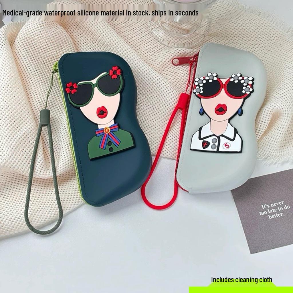 nQv Waterproof Drop-proof Silicone Sunglasses Storage Bag with Hook