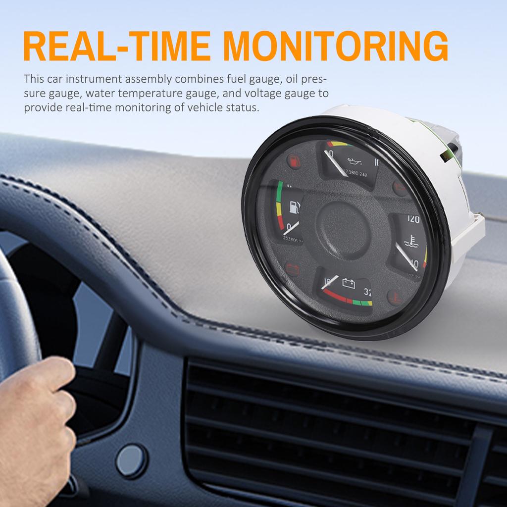 4 In 1 Car Instrument Assembly MultiFunctional Automotive Fuel Gauge Oil Pressure Gauge Water