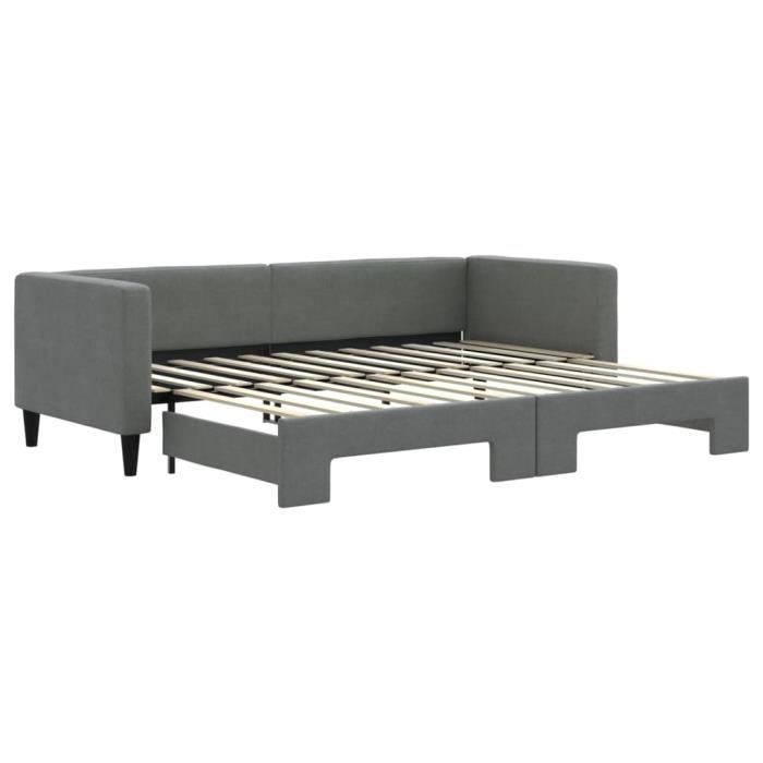 VidaXL Lit de jour avec lit gigogne gris foncé 80x200 cm tissu 3196574