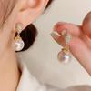 Douyin Water Drop Pearl Earclip Without Ear Hole Mosquito Coil Disc Copper Zircon Fashion Versatile Earrings Women's Earrings