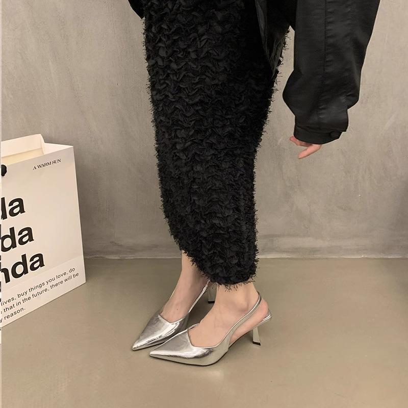 Fashion Hot Selling Women's Summer New Sexy Pointed Toe Simple Solid Color High Heels Leather Outdoor Casual Party Dress Women's Sandals