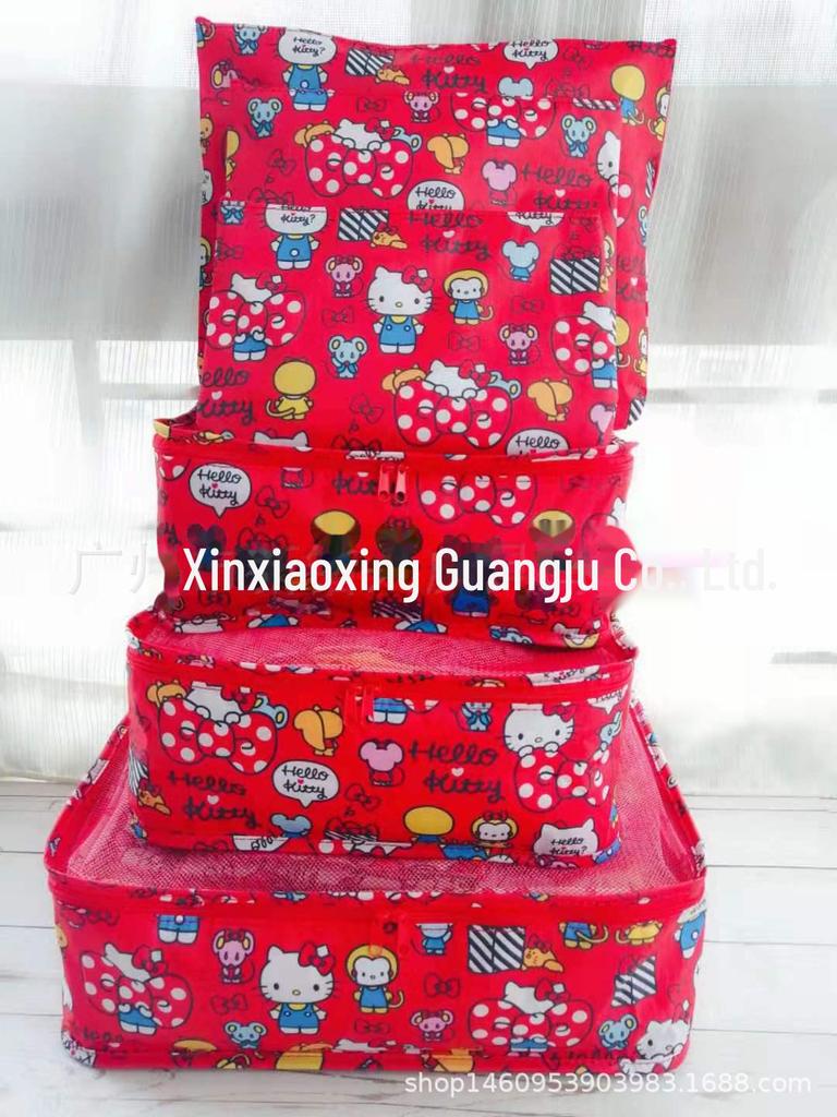 Cartoon Merlot Waterproof Cinnamon Pudding 6-Piece Travel Clothing Storage Set