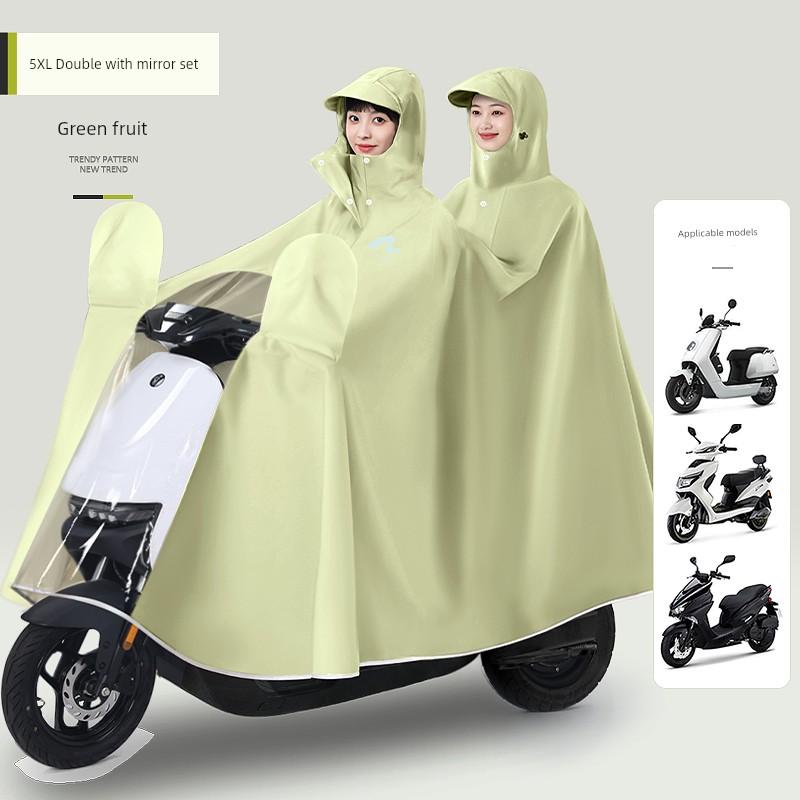 Electric Scooter Raincoat for Two People, Men and Women, Thickened and Enlarged, Long Full-Body Rain Poncho for Heavy Rain, Motorcycle Riding Rainwear
