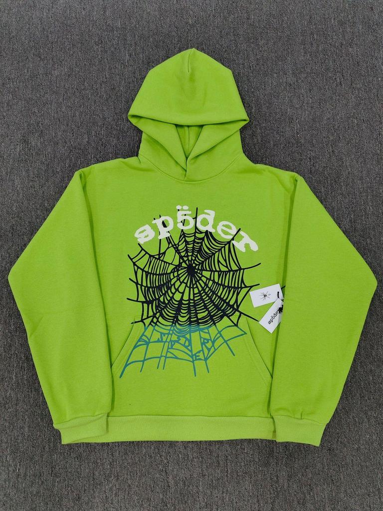 Hanorac Bărbătesc Greu cu Imprimeu Pânză de Păianjen - Trendy, Croială Largă cu Plus de Catifea