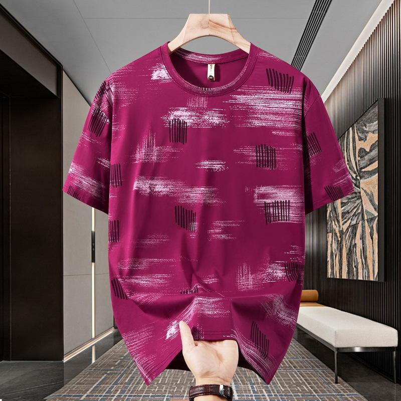 Summer Short-sleeved T-shirt Men's Loose Fat Men's Enlarged Round Neck Short-sleeved