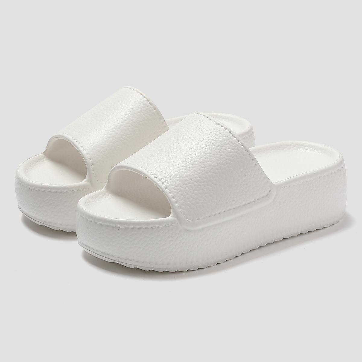 

Новые летние женские тапочки на толстой платформе для дома, повседневные шлепанцы на высоком каблуке 5,5 см, модная женская обувь для отдыха 36-37 бежевый