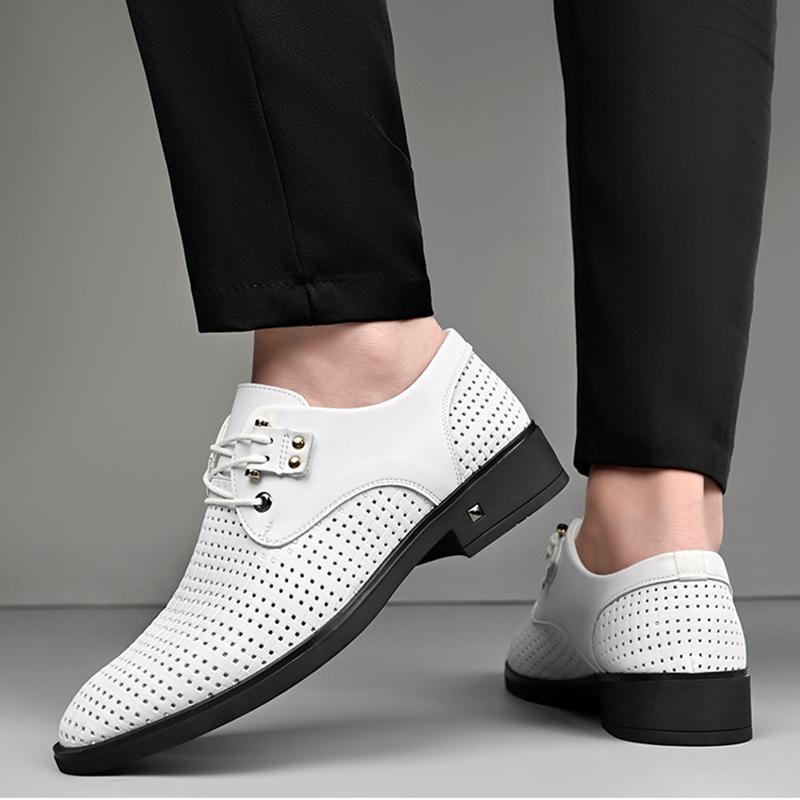 Gentleman Summer New Men's Black White Breathable Knit Pattern Oxford Shoes Designer Formal Wedding Dress Homecoming Footwear