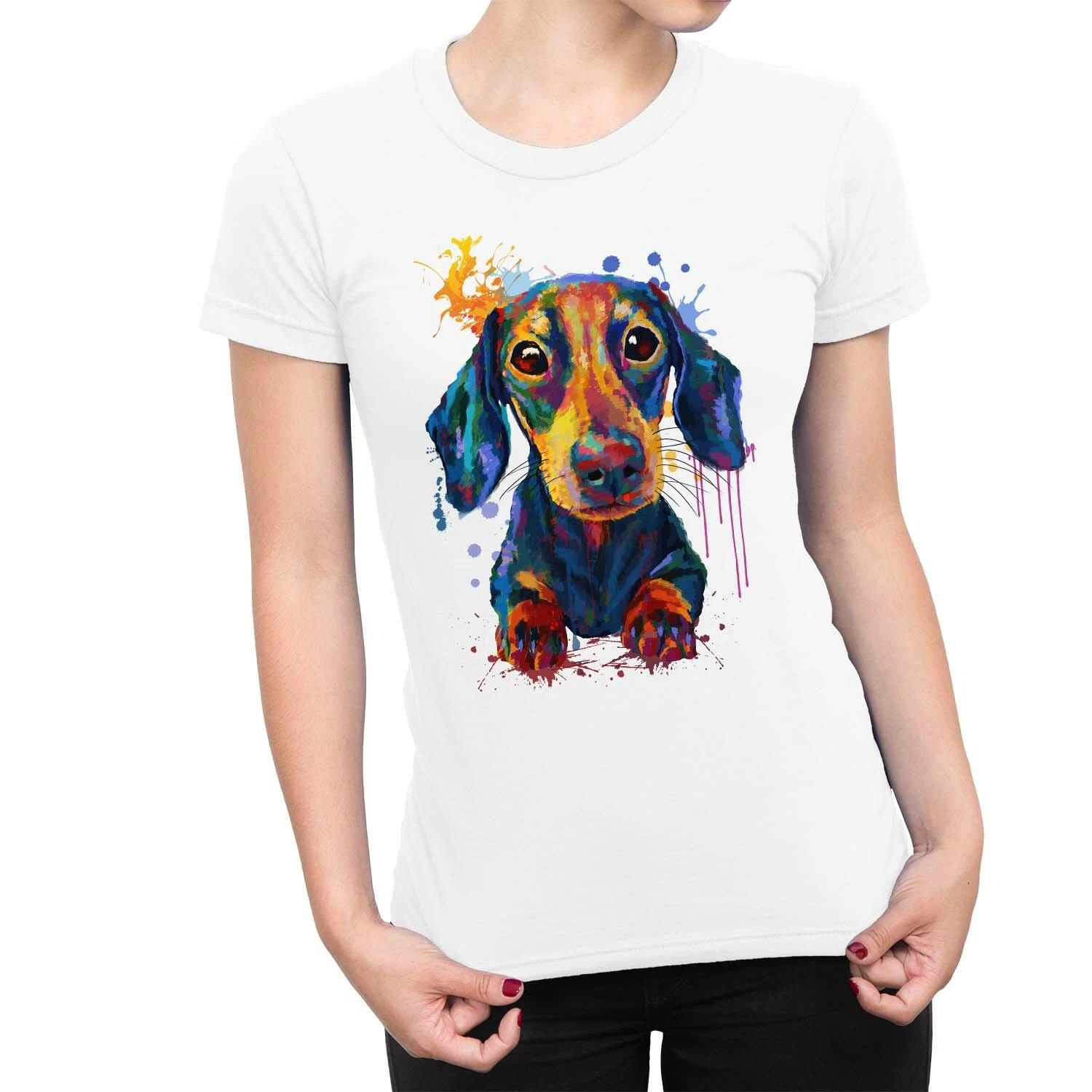 1Tee Womens Watercolour Abstract Descend Dog  T-Shirt M
