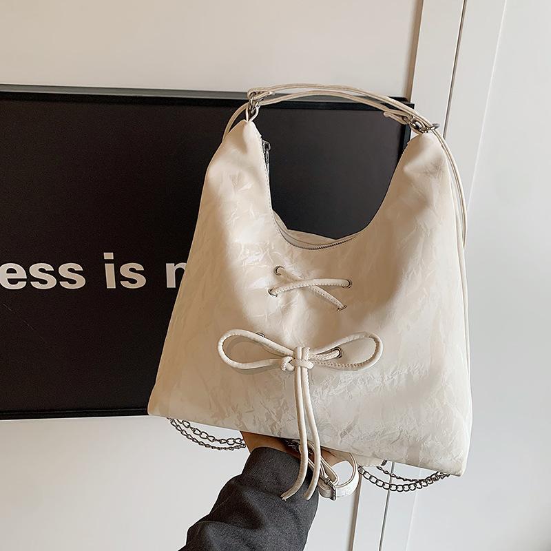 

Женская простая сумка-тоут через плечо подмышку большой вместимости для поездок на работу, с двойным плечевым ремнем белый