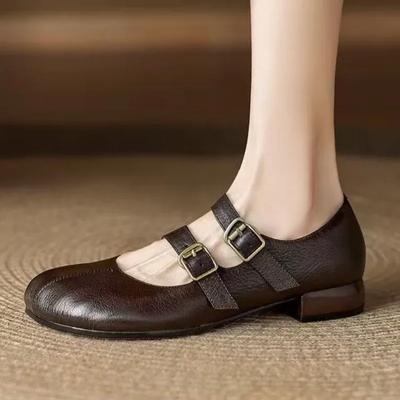 Fashion Ladies Shoes 2024 High Quality Buckle Women's Pumps Spring Autumn Square Toe Solid Outdoor Casual Low Heels Shallow Shoes