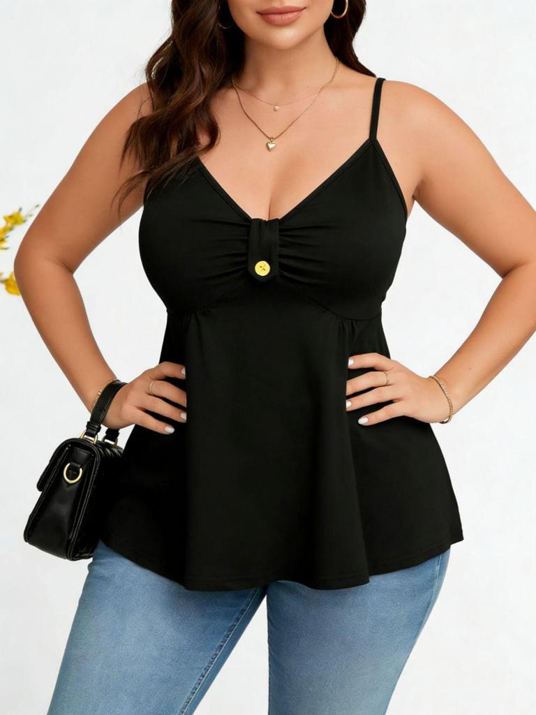2026 Elegant Plus Size V-neck Summer Dress with Adjustable Straps - European and American Style