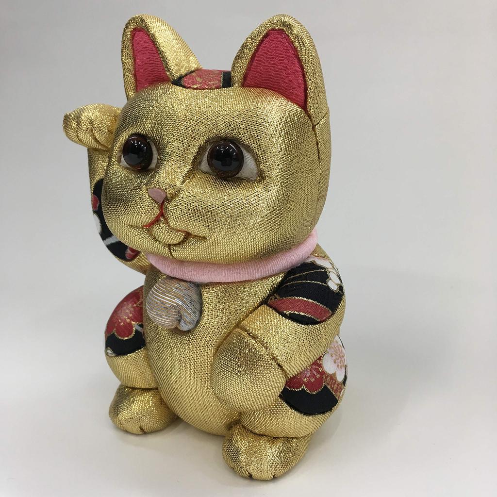 Velká Maneki Neko Feng Shui Zlatá Tradiční řemeslník Toko Kakinuma Dřevěná panenka Vyrobeno v Japonsku (vábící kočka)