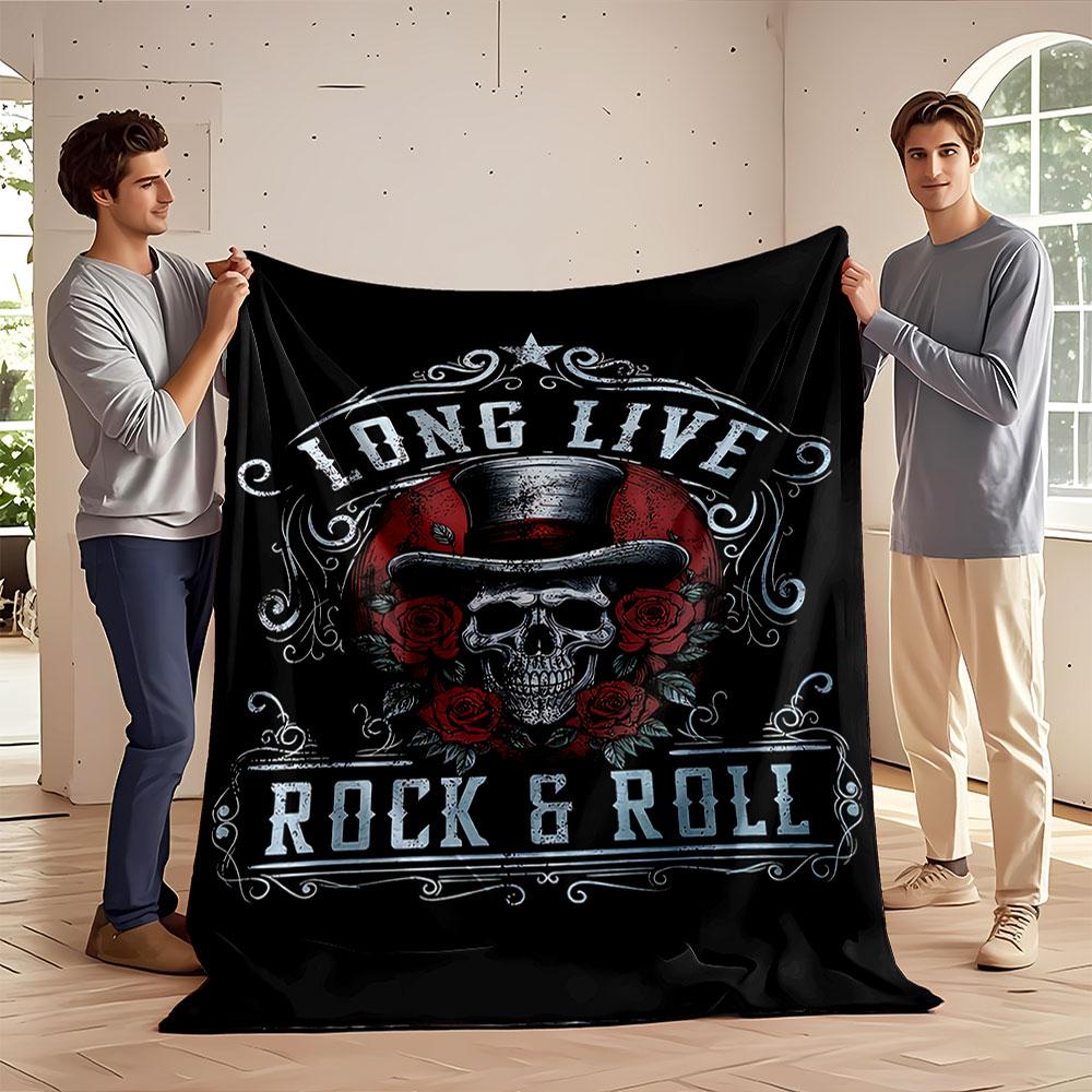 Rock & Roll Skull Blanket for all seasons blanket lunch break throw gift