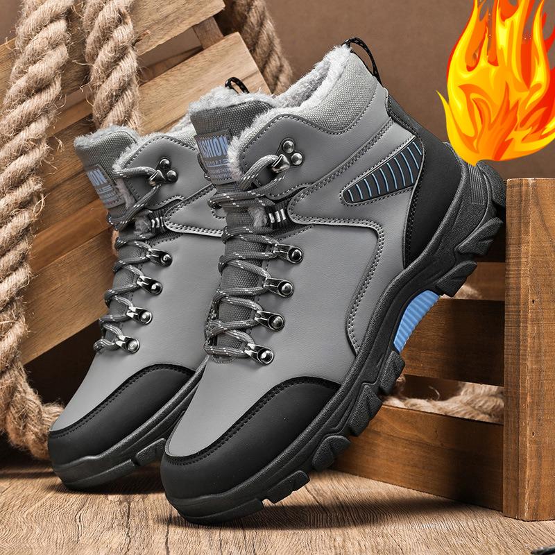 Winter Men Boots Warm Plush Comfort Anti Slip Outdoor Snow Boots Outdoor Hiking Shoes Platform Short Boots Men Shoes