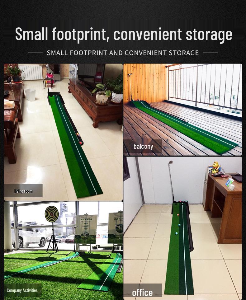 PGM Golf Putter Practice Mat with Ball Return - Simulated Turf (3m/2.5m)