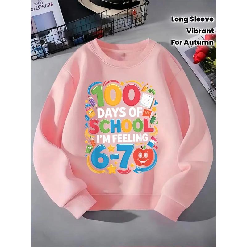 European Sizes Kids' Crewneck Sweatshirt -Colorful Numbers School Supplies Apple,Sportswear And Casual Wear, Soft And Comfortable, Children's Clothing