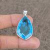 Blue Topaz Gemstone Handmade 925 Sterling Silver Jewelry Pendant 1.77" KKG-23