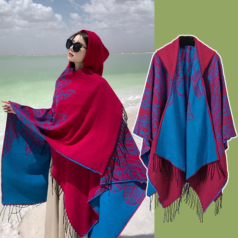 Desert Travel Scarf Shawl Seaside Sun Protection Photo Hooded Cape Female Big Northwest Cape