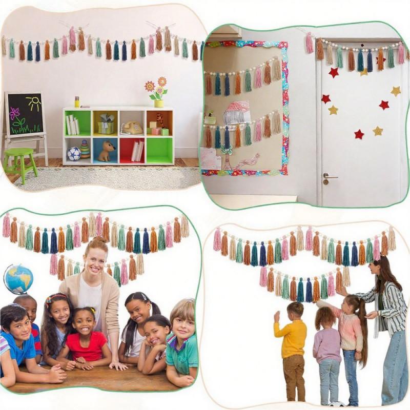 Bohemian Tassel String Rainbow Tassel Pendant Hanging Decoration Children's Room Decoration 84cm