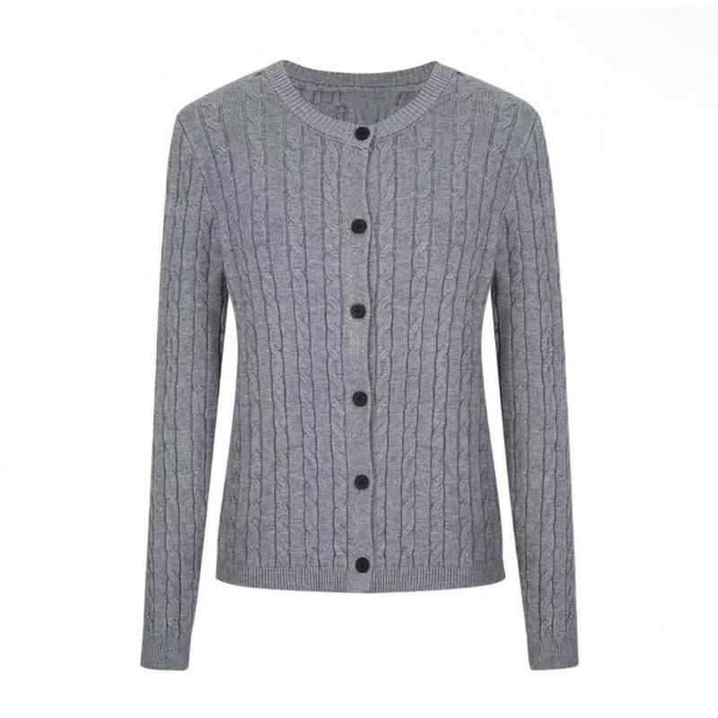 

Li Meizi Pink Cable Knit Cardigan: Versatile Round Neck Sweater, Long Sleeve for Autumn/Winter One size (40-55 kg) сірий колір