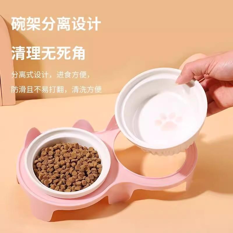 Ceramic Cat Bowl, Cat Food Bowl, Pet Bowl, Dog Bowl, Pet Feeding Bowl with an Inclined Mouth To Protect the Cervical Spine and Prevent Tipping,