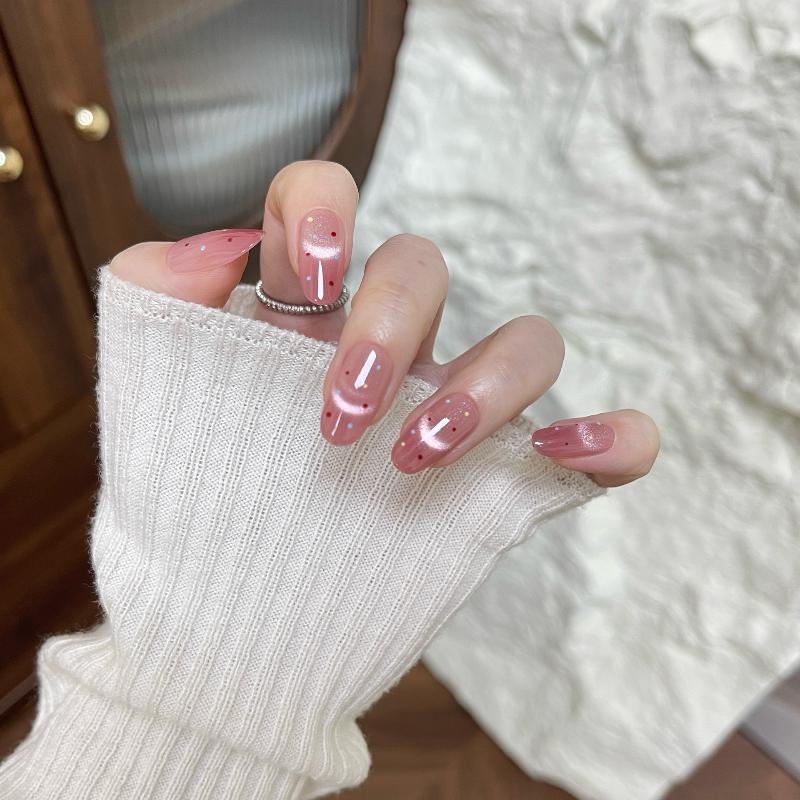 Glue-Free Short False Nails 10/30Pcs Square Oval Design Reusable Fake Nail Tips for Girls DIY Nail Art Decoration