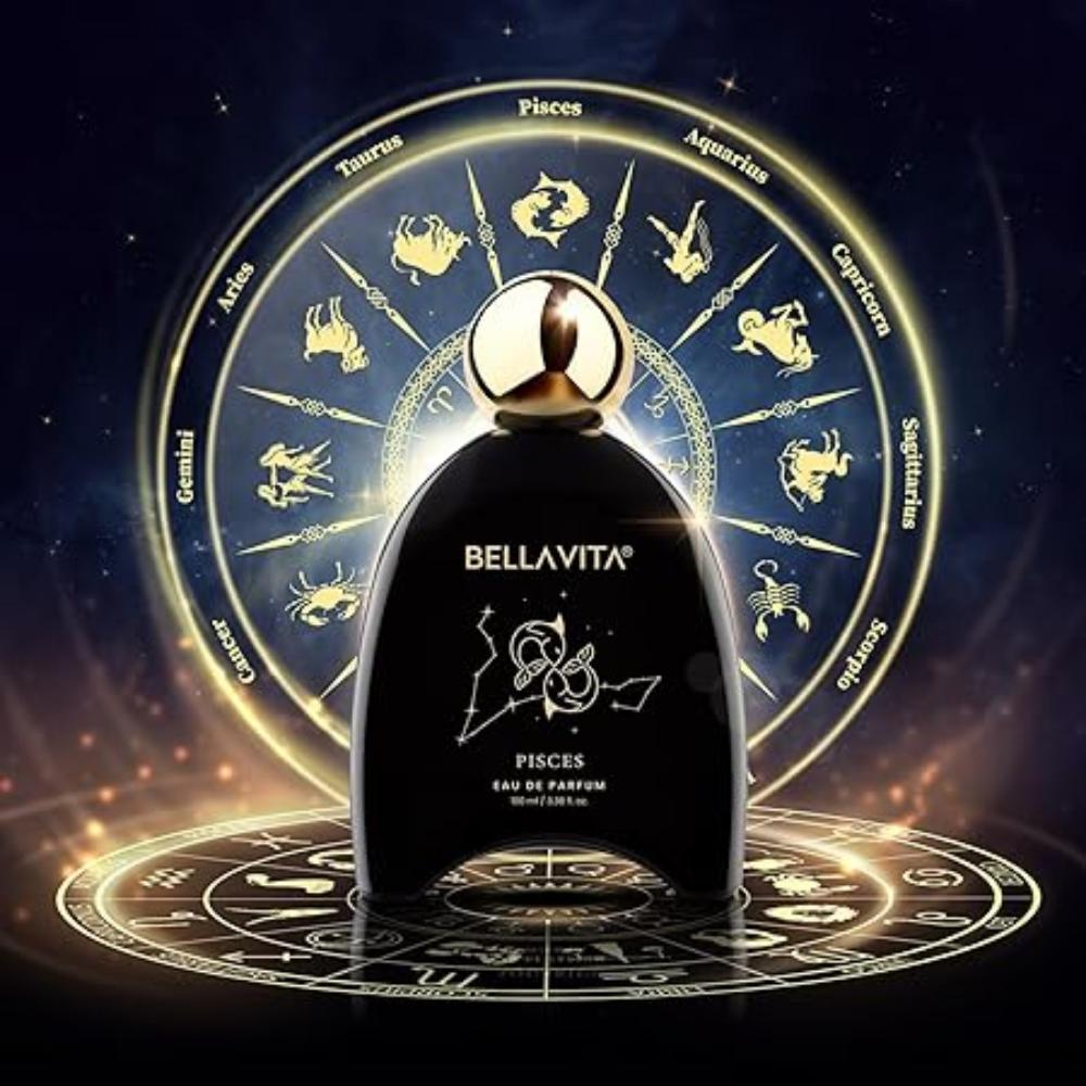 BELLAVITA Collezione Zodiaco Pesci EDP Unisex | Limone, Rosa & Legnoso | Profumo Premium a Lunga Durata per Uomo e Donna, 100ml