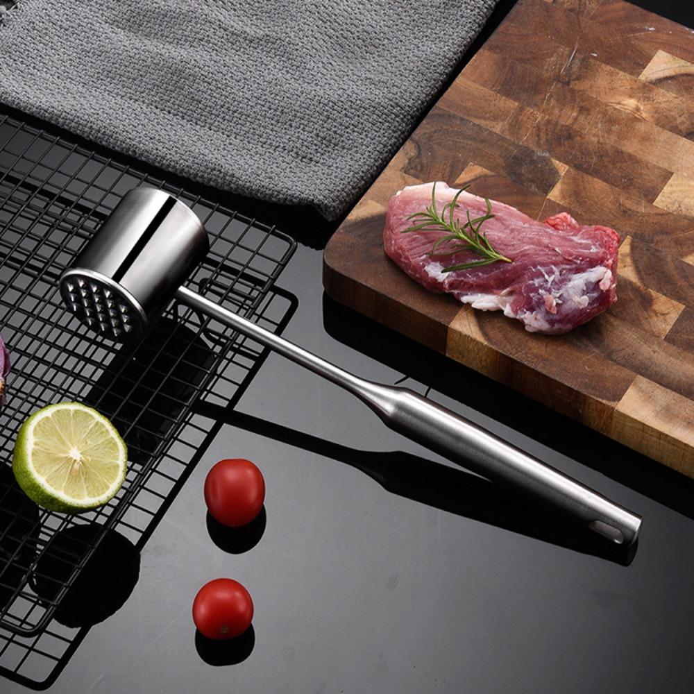Double-side Meat Hammer Stainless Steel Steak Mallet Kitchen Beef Hitting Tool Meat Preparation