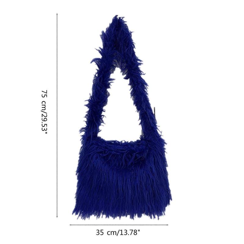 Stylish Women's Crossbody Bag Furry Plush Shoulder Bags Fashionable Design for Daily Use and Gifting Yellow